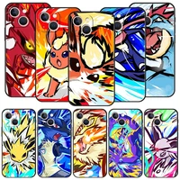 pokemon cute anime luxury phone case for iphone 13 12 11 pro max mini 7 8 plus shell for iphone x xr xs max se 2022 black cover