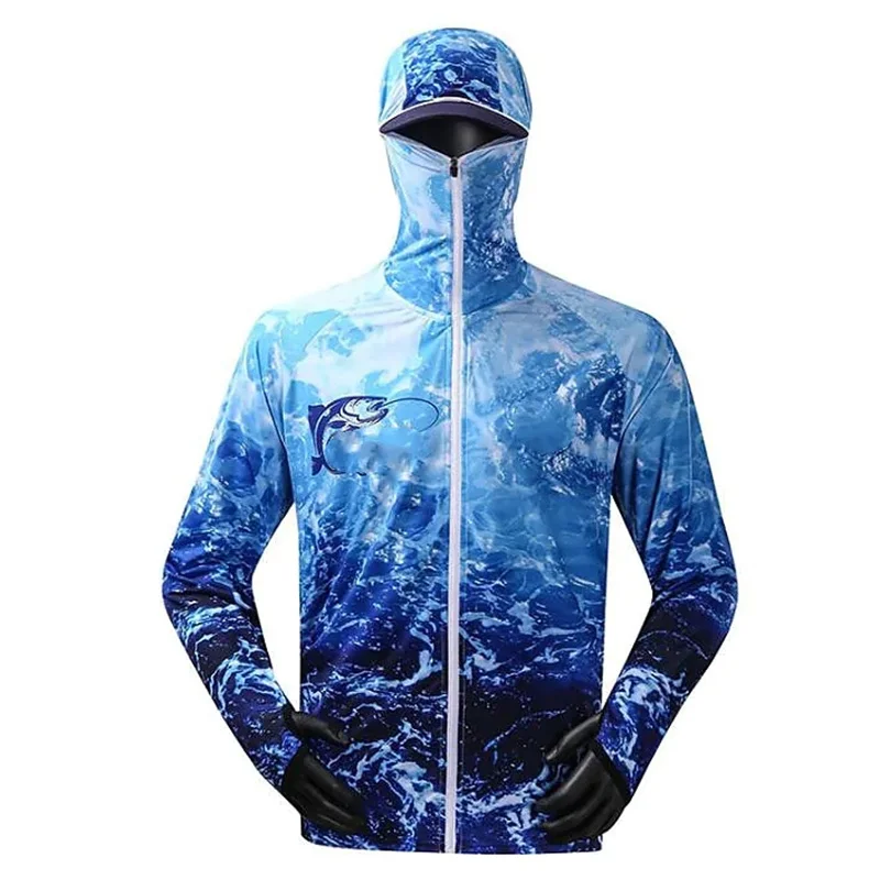 2024 Comfortable Ventilation Printing Fishing Shirts Sublimation Hoodie Jerseys Men's Anti-UV With Zipper Fishing Clothing