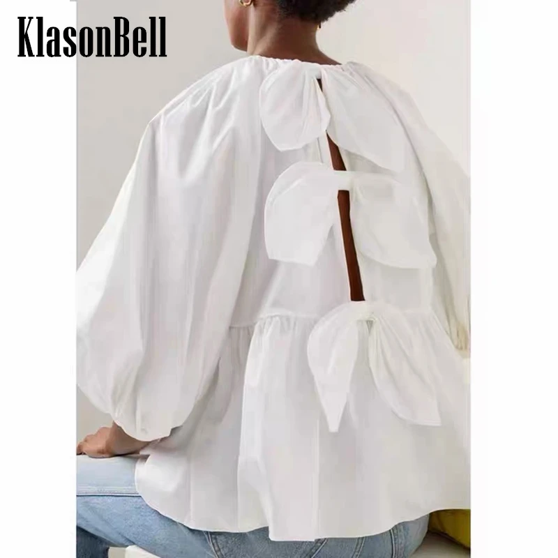 

11,30 KlasonBell с бантом сзади, удобная свободная Милая модная блузка для женщин