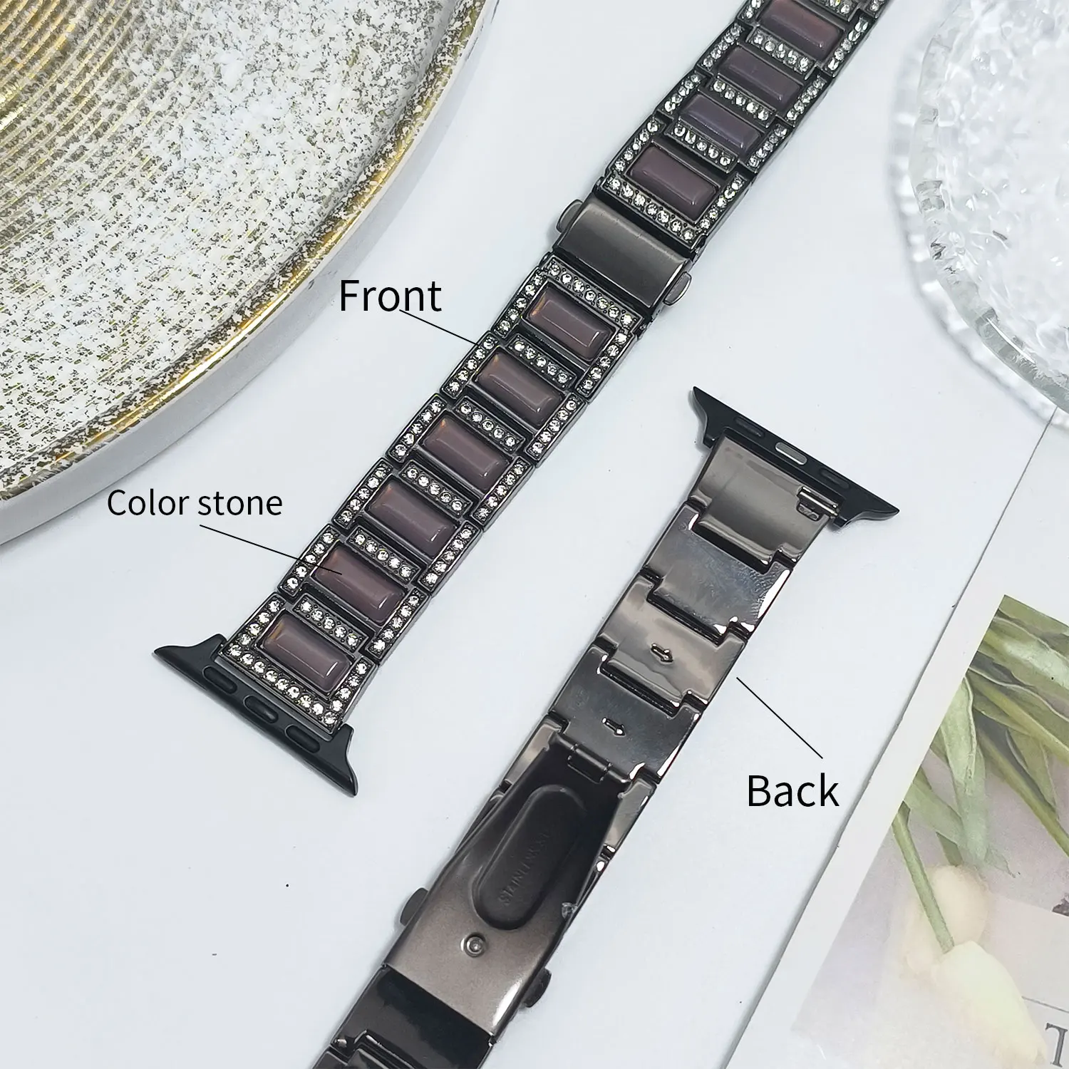 Фото Ремешок со сверкающим камнем для Apple Watch S10 42 мм 46 мм 45 мм 987 44 мм 654 41-38 мм 321 Элегантный женский ремешок для iWatch Ultra 49 мм №3
