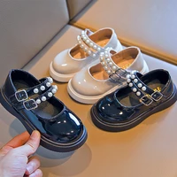 princess pearls sweet korean style spring shallow leather shoes uk uniform shoes for students children fashion flat mary jane pu