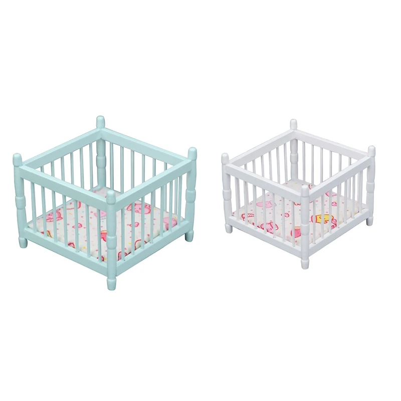 

1/12 Doll House Wooden Furniture Crib For Baby Cradle For Doll House Furniture Decor Accessory
