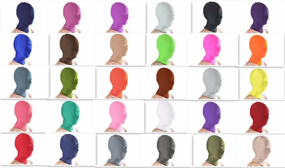 

Free shipping Multicolor Skin Spandex Full Cover Zentai Hood Mask