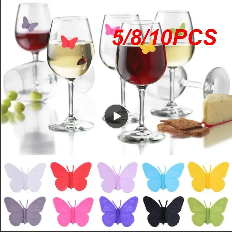 

Silicone Butterfly Wine Glass Marker Creative Drinking Cup Identifier Party Drinking Cup Sign (Mixed Colors) Buffet Tag Sign