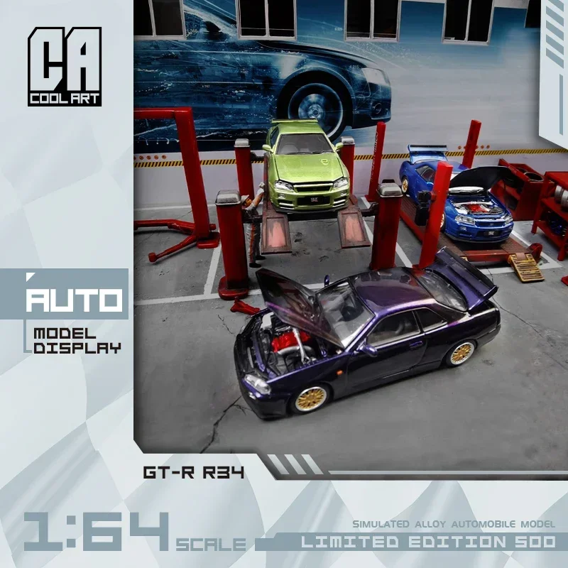 Литая под давлением модель автомобиля Coo lART 1:64 Gtr34 синий/зеленый/фиолетовый Limited500