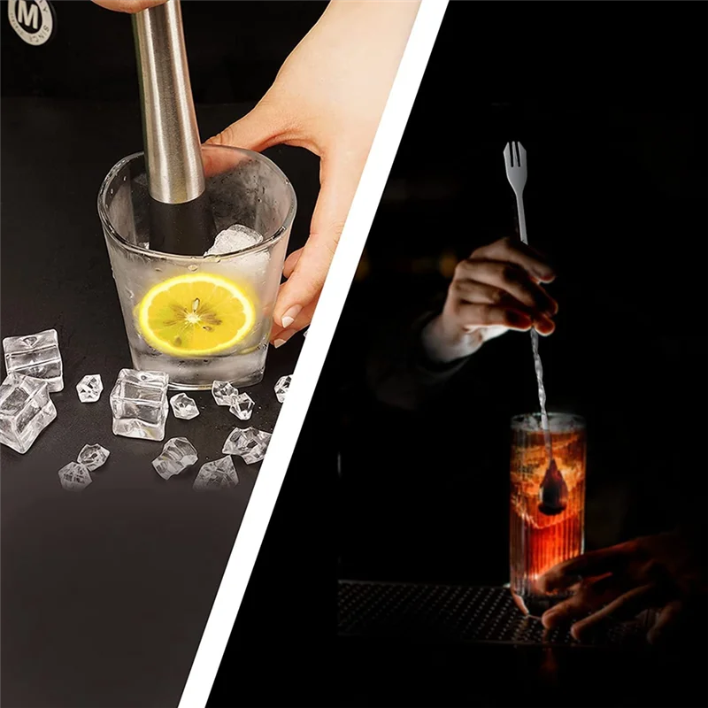 10-дюймовый и 8-дюймовый коктейльный мудлер из нержавеющей стали 304 с 2 ложками для