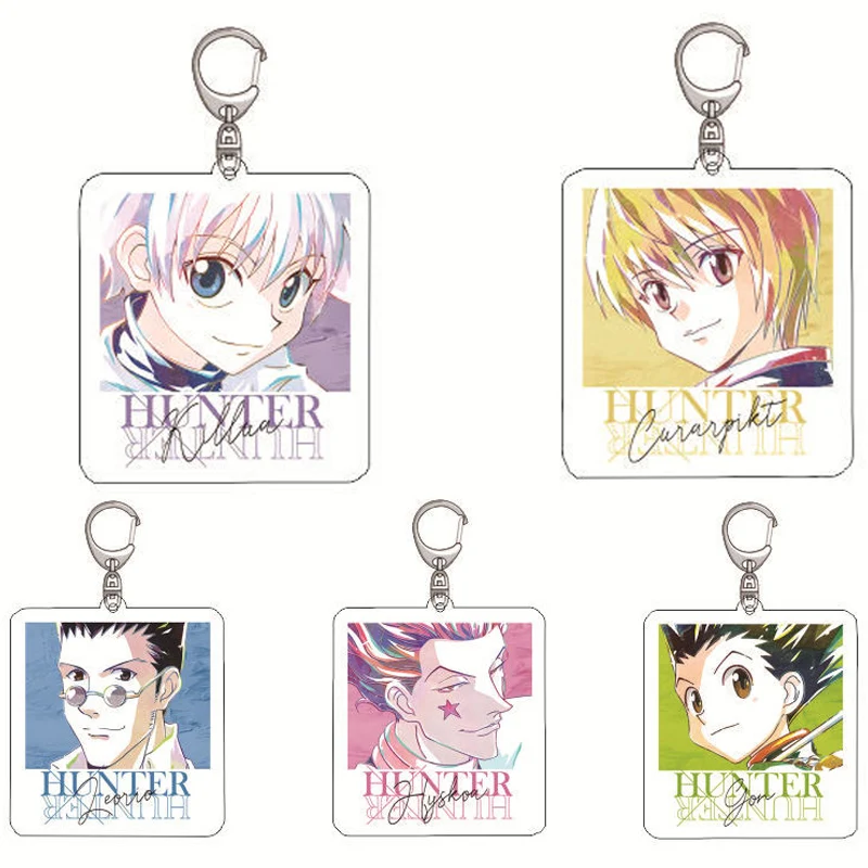 

Anime Hunter X Hunter Acrylic Keychains For Women Men Car Key Chain Ring Jewelry Q Version Keyring School Bag Pendant Accessory