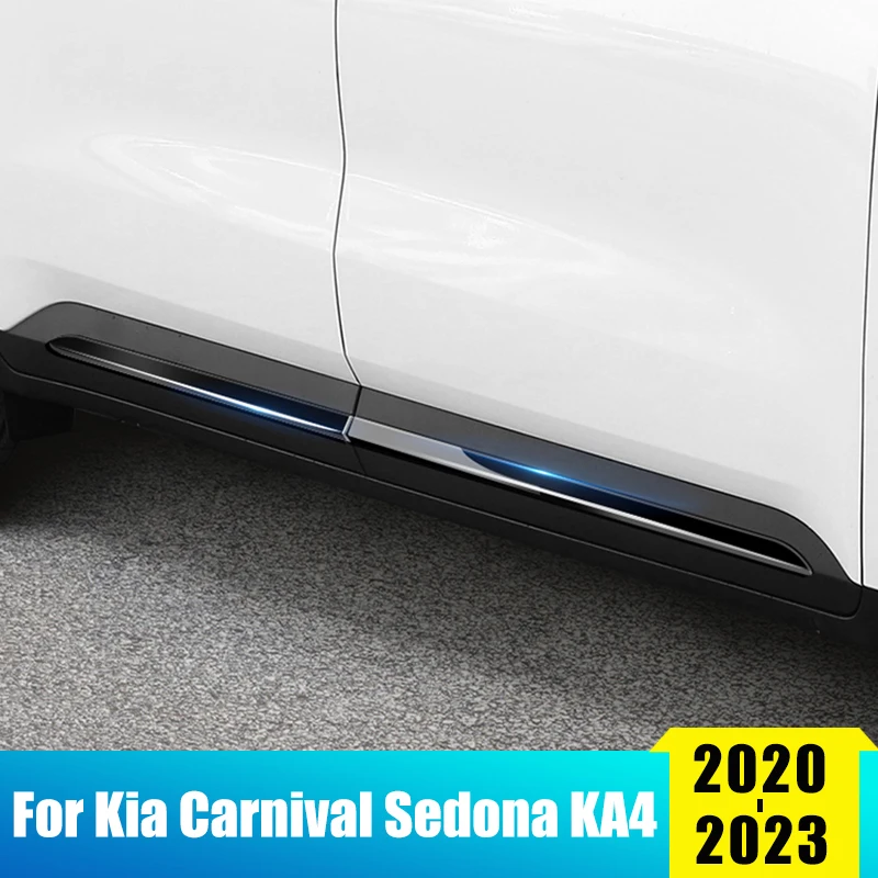 

ABS Carbon Fiber Car Side Skirt Stickers Side Body Door Trim Strips For Kia Carnival Sedona KA4 2020 2021 2022 2023 Accessories