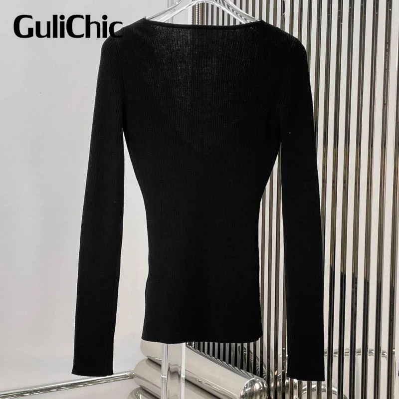 11 5 GuliChic женский вязаный пуловер из смесовой шерсти элегантный тонкий кружевной