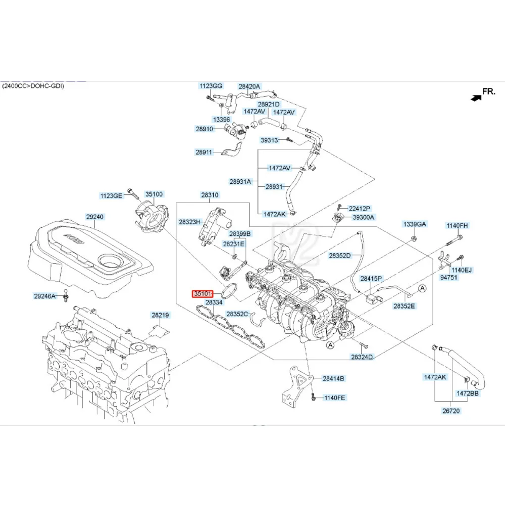 Прокладка-корпус дроссельной заслонки 283122GTA0 для Hyundai Sonata LF Santa Fe Optima K5 Sorento Sportage