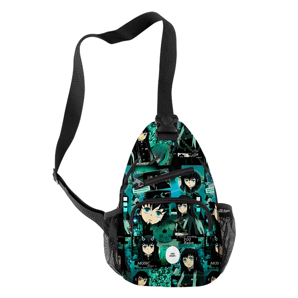 

Creative Fashion Anime Demon Slayer Crossbody Chest Bags Oxford Waterproof Boys/Girls Sports Travel Bag 3D Print Shoulder Bags