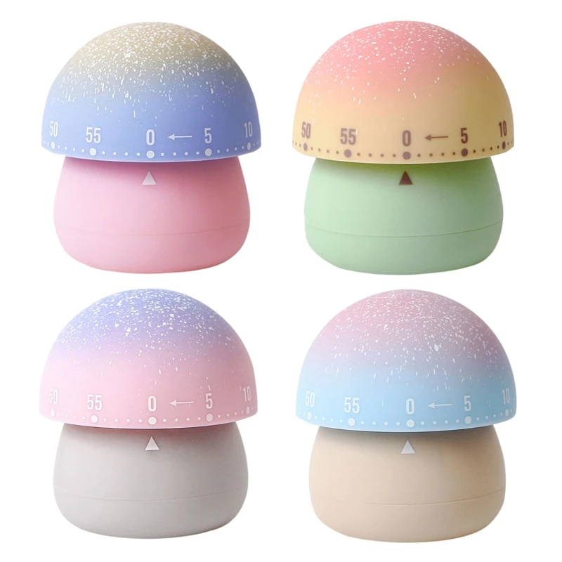 

94PF Cute Mushroom Timer Time Management Mechanical Kitchen Timers for Home Kitchen Cooking Playing Pianos Study Manual