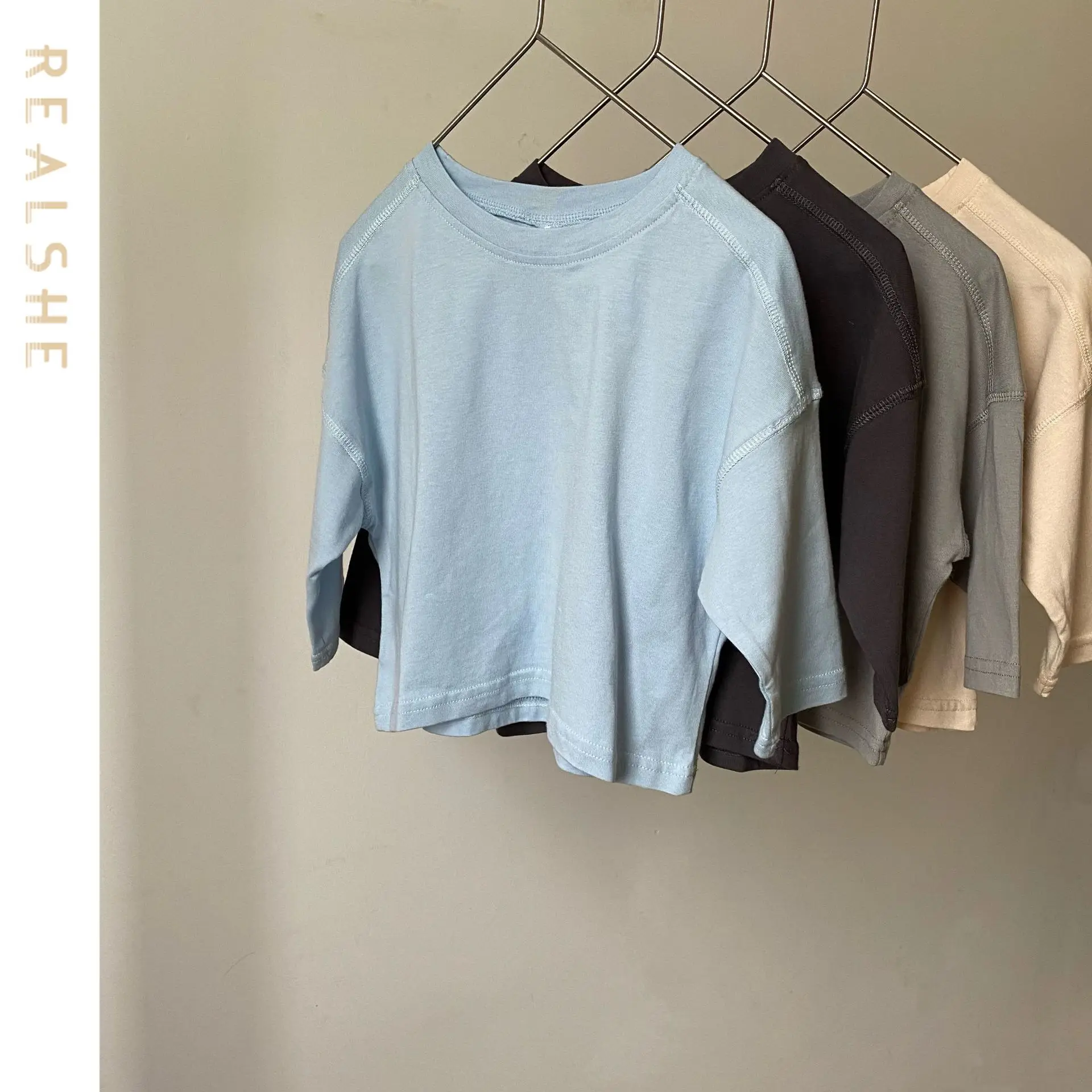 

Autumn Kids T-shirt for Girls Boys 2023 New Fashion Solid Long Sleeve Girls Boys Tops Loose Casual Children Clothes