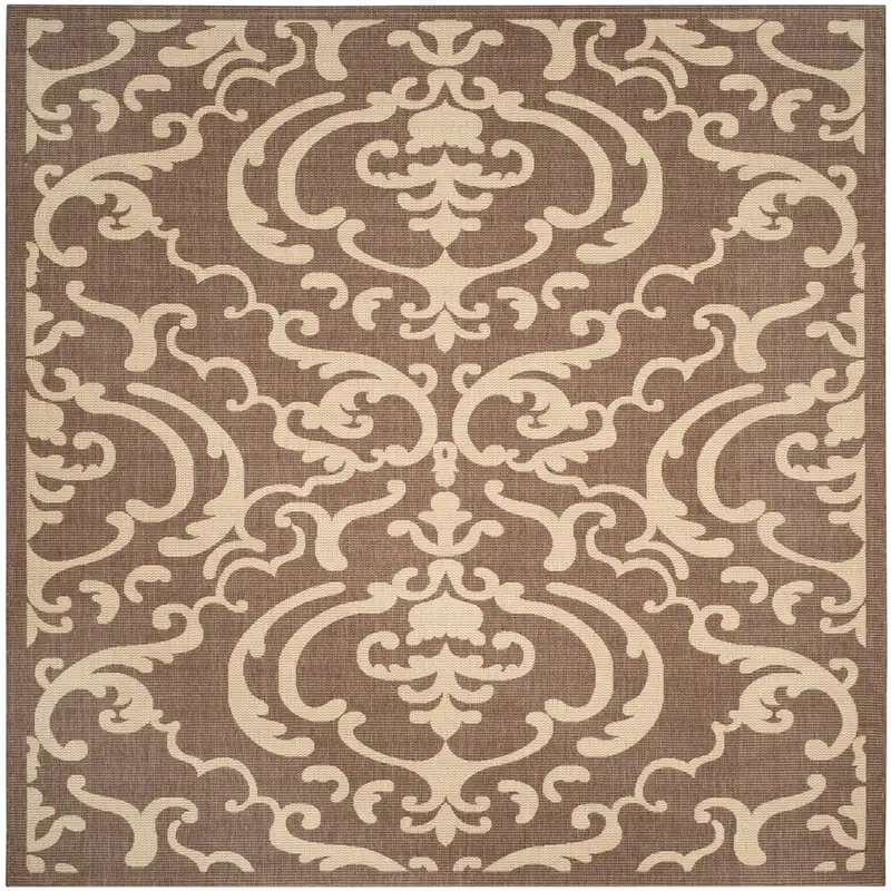 

Dara Damask Indoor/Outdoor Area Rug, 5'3" x 7'7", Chocolate/Natural