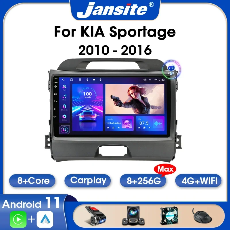 

Jansite 2 Din Android 11 Car Radio For KIA Sportage 3 2010-2016 Multimidia Video Player 8G+256G Carplay Stereo Auto DVD Audio AM