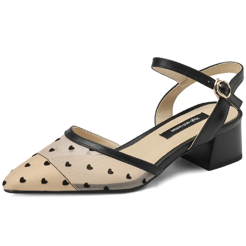 

Dilalula 2023 летние женские сандалии Милая элегантная сетчатая обувь с острым носком на низком каблуке из натуральной кожи Женская Повседневная Офисная Женская обувь
