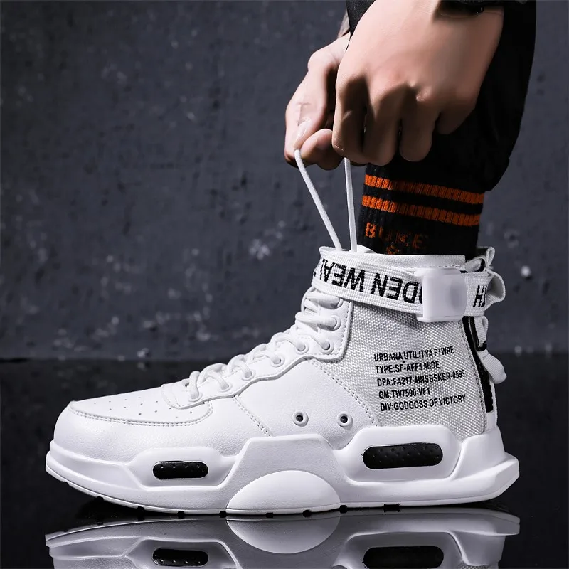 Mens Casual Sneakers High-tops Sneakers Trendy Boys Basketball Sports Tennis Shoes Outdoor Off-road Shoes Couple Sneakers