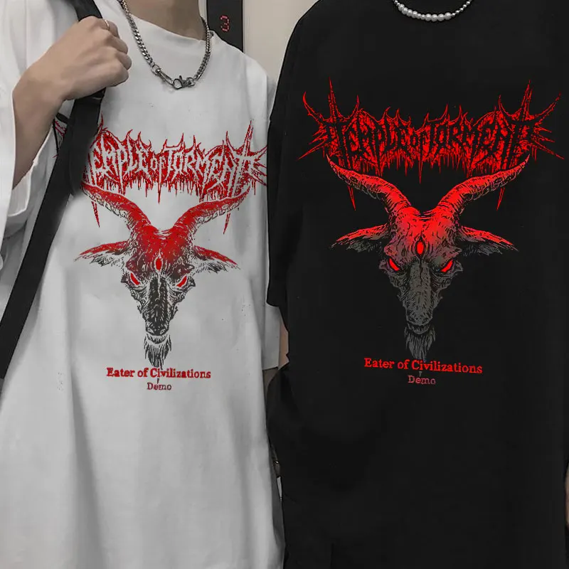 

Футболка мужская с коротким рукавом, Готическая уличная одежда в стиле хип-хоп, панк, Харадзюку, с принтом головы темной овечки и шипов, Y2k