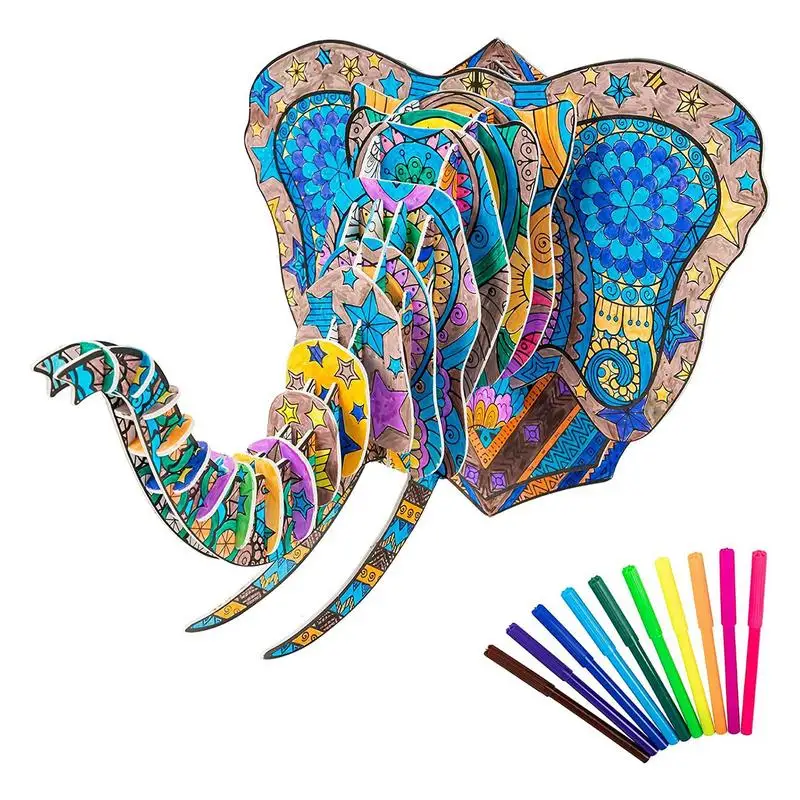 

Картина-пазл, игрушки для детей, 3D пазл, игрушки-раскраски, развивающий Творческий пазл для развития, набор с 10 ручками, портативный 3D пазл