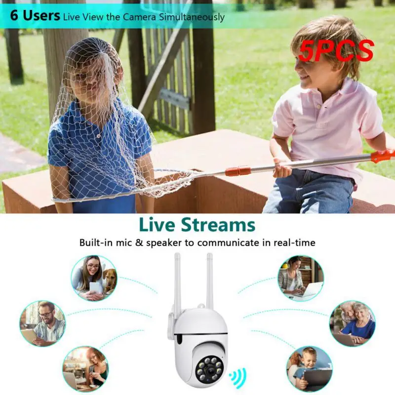 

5PCS 2.4g/5g Wireless Wifi Camera Wifi Dual Band With Motion Detection Ip Camera Smart Home 2023 Surveillance Cameras Cctv Cam