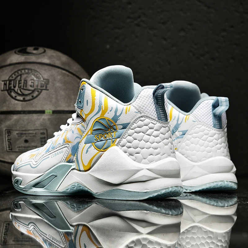 Basketball Shoes Breathable Men's Sneakers Thick Sole Non-slip Sport Shoes High Top Couple Comforthable Training Athletic Shoes