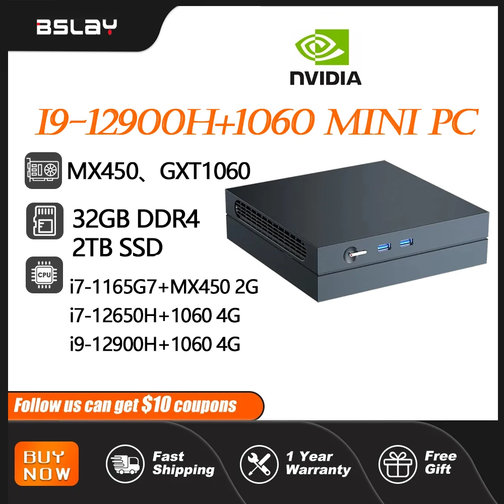 Мини-ПК i7-12650H/i9 12900H GTX 1060 4G i7-1165G7 MX450 2G Windows 11 32 Гб DDR4 2 ТБ SSD NVMe игровой