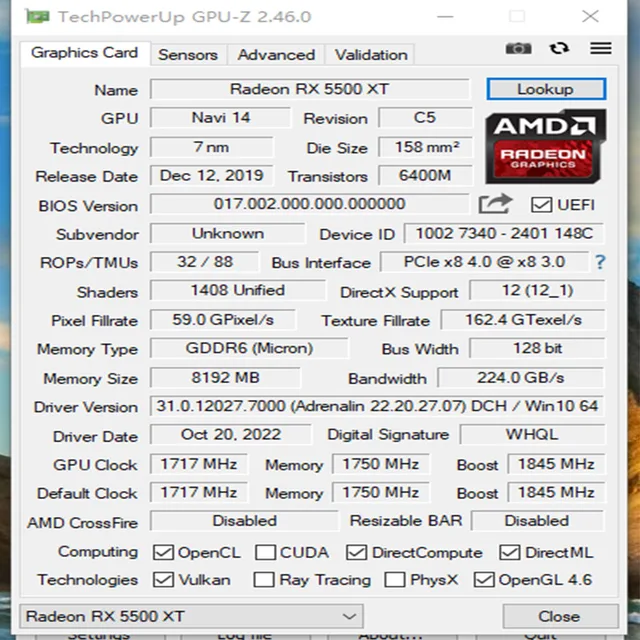 MLLSE rx 5500xt 8gb Graphics Card 128bit GDDR6 Gaming, AMD Radeon rx 5500xt 8gb, 8pin + DP*3 + HDMI*1, RX5500 xt PC Video Card 6