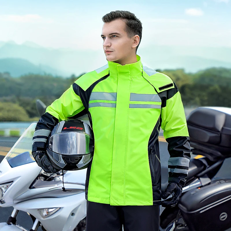 Reflective Outdoor Raincoat Jacket Waterproof Riding Hiking Suit Portable Motorcycle Chubasquero Moto Rain Coat AB50YY |