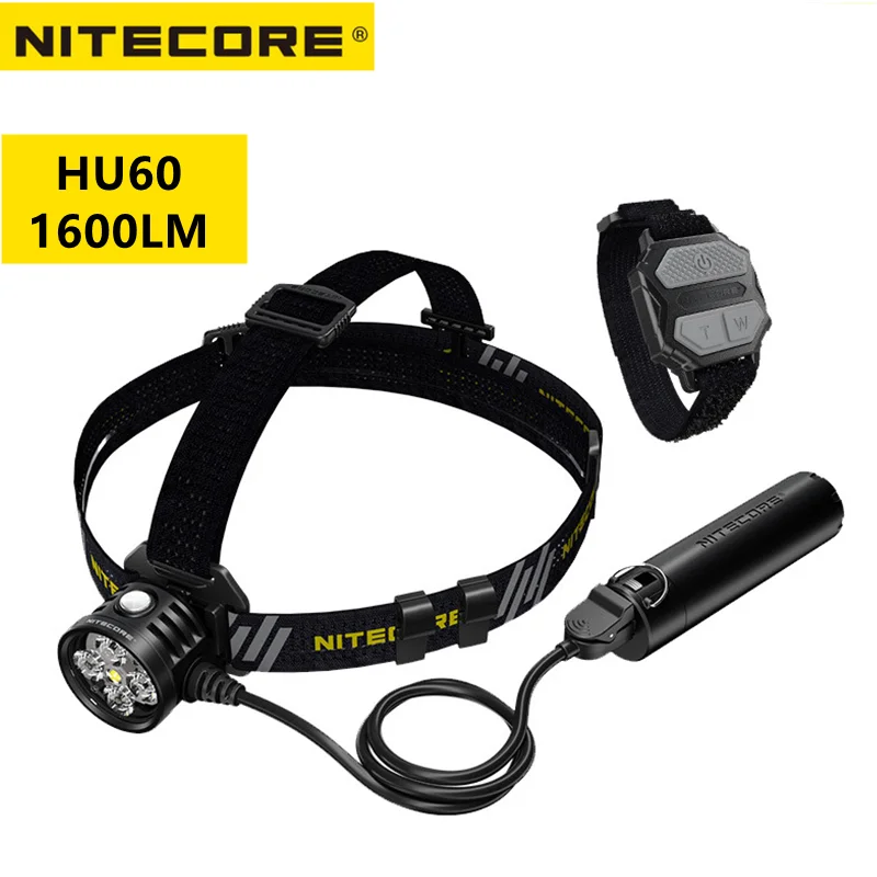 NITECORE HU60 USB Powered Elit Headlamp 1600 lumens Wireless Electronic Focusing Headlight With Remote Control Wristband