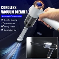 120w portable car vacuum cleaner 9000pa suction rechargeable car vacuum with led foldable handle mini cleaning tool for car home