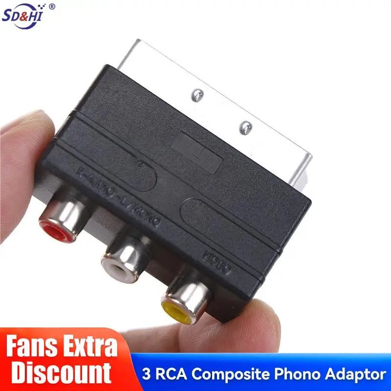 

Scart To 3 RCA S-Video Adapter Composite RCA Phono Adaptor Converter AV TV Audio For Video DVD Recorder TV Television Projector