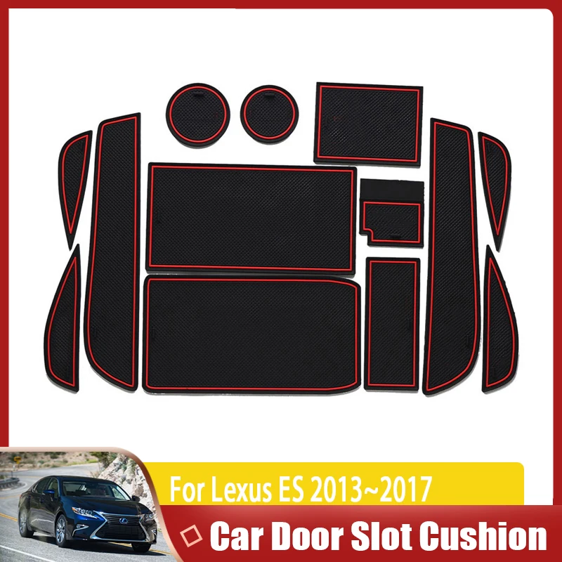 

Car Door Groove Mat For Lexus ES ES250 ES300h ES350 XV60 250 300h 350 2013~2017 Slot Hole Pads Rubber Coaster Car Accessories