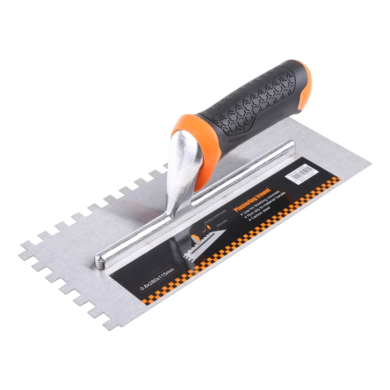 

Tooth Shaped Carbon Steel Plastering Trowel with TPE TPR Plastic Handle Wooden Handle Plastering Trowel