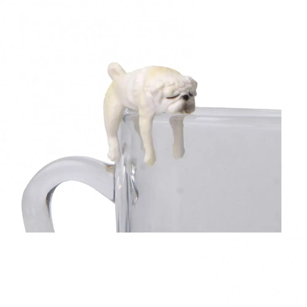 Мини-реалистичная фигурка собаки-мопса висящая на ободке чашки аксессуар для