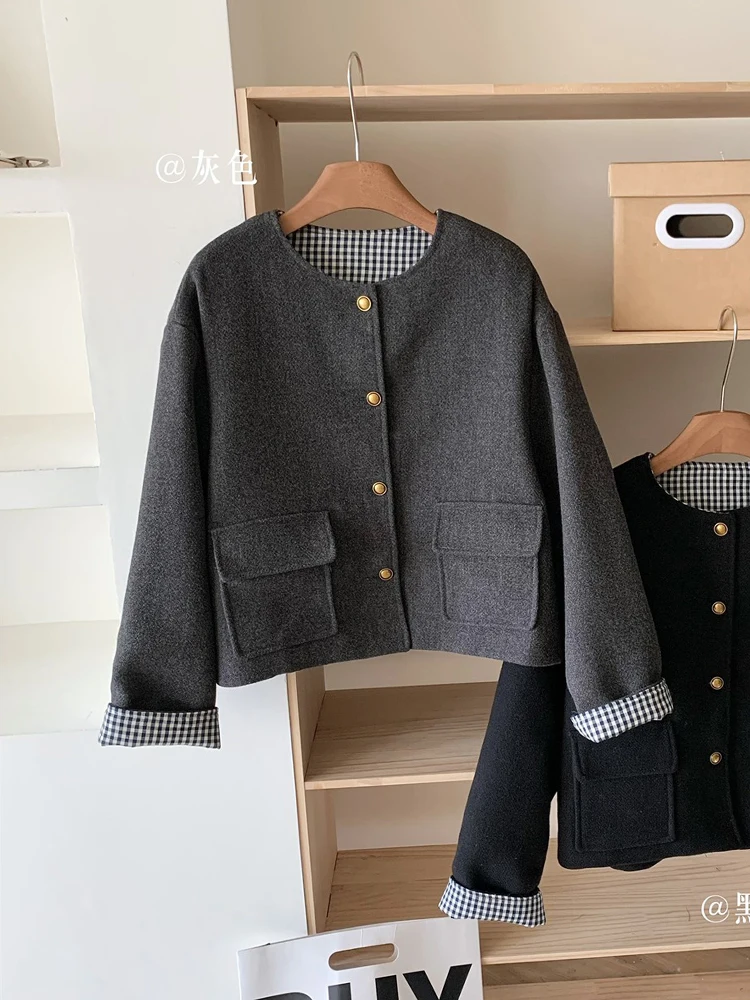 Зимнее женское шерстяное пальто Old Money винтажная куртка Mori для девочек плотное