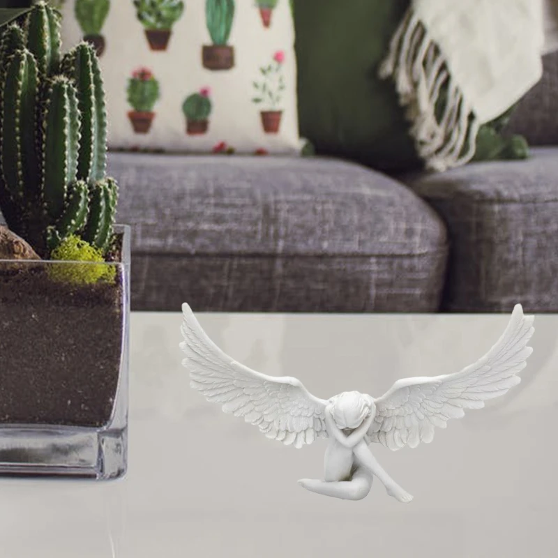 Рыдающий ангел садовая статуя богиня статуи ангелов украшения из смолы крылья