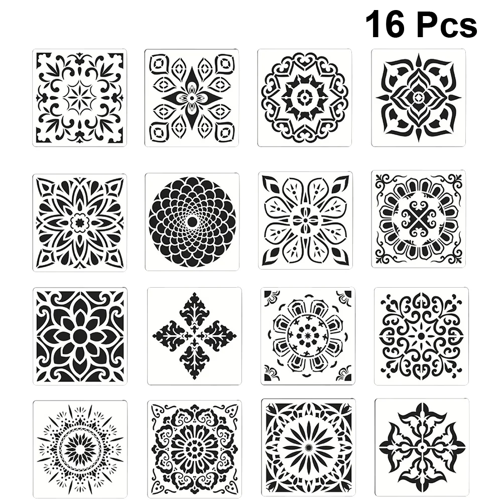 

16pcs One Set Creative Mandala Drawing Templates Beautiful Hollow-out Painting Stencils for DIY