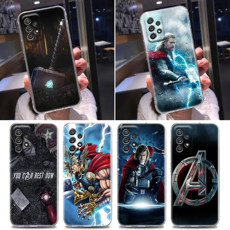 

Silicone Clear Case For Samsung Galaxy A52 A51 A53 A72 A71 A32 A31 A41 A22 A11 5G Soft Cases Cover Thor Hammer Marvel Hero