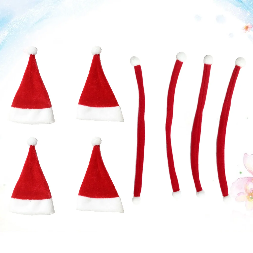 

Christmas Mini Scarf Hat Winebottle Santa Hats Cover Pet Dress Snowmandecorating Smallkit Silverware Bottles Cup Holderscutlery