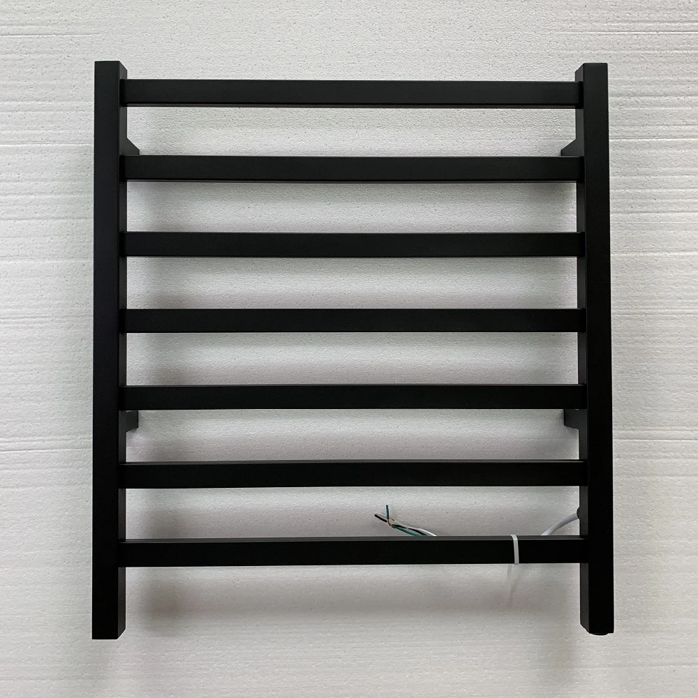 

Free Shipping Stainless Steel 304 Wall Mounted Electric Heated Towel Rail Matt Black Bathroom Accessories Towel Warmer Rack