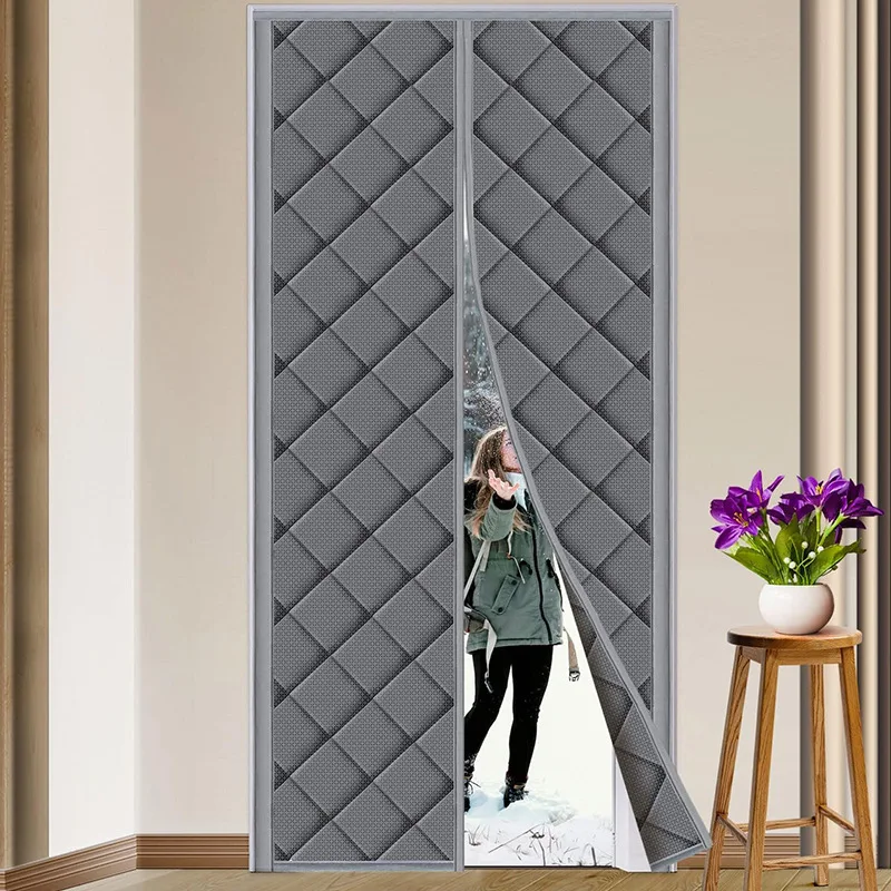 

Magnetic Thermal Insulated Door Curtain Convenient Access Temporary Door Windproof Rainproof Soundproof blanket Cover for Doors