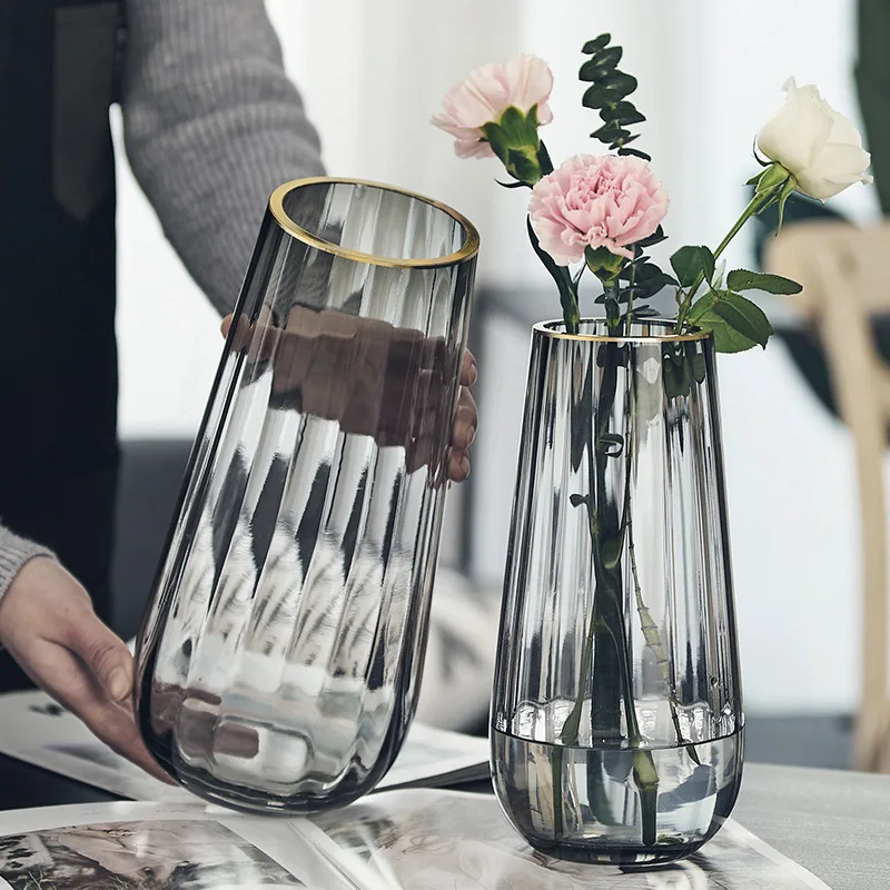 

Modern Glass Vase Transparent Flower Vase Living Room Home Decoration Tabletop Vases Terrarium Decor Vase Minimalist Gifts