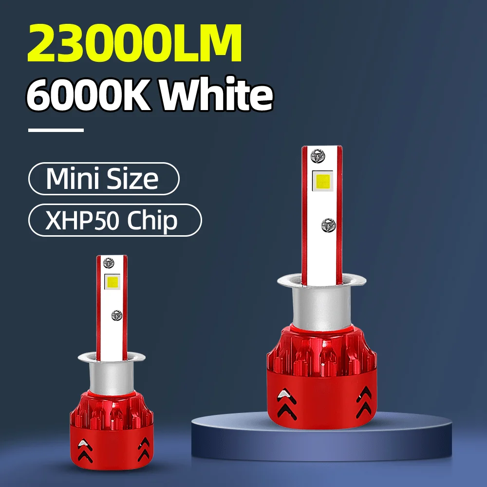 2 шт. H1 светодиодные лампы для фар XHP50 чип 6000K белый 23000LM 210 Вт авиационный алюминий