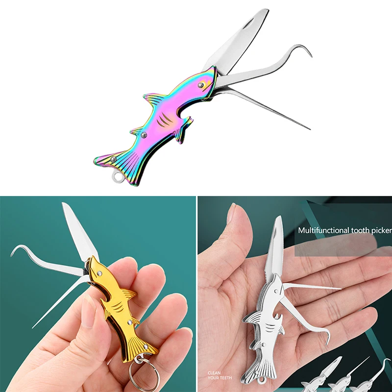 

Многофункциональный зубочистка из нержавеющей стали, складной нож, открывалка для подарочных бутылок, инструмент для самообороны, нож для фруктов с защитой от затычек и вязания крючком