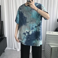 m 5xl 2022 summer casual short sleeved t shirt mens retro large size personality tie dye hit color loose casual top men