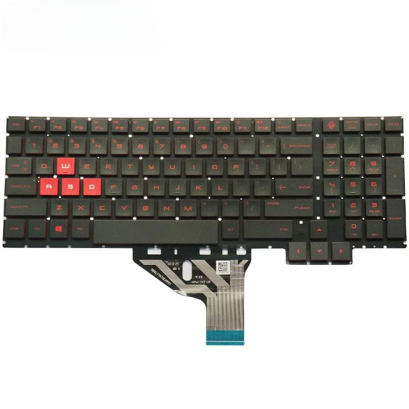 Фото Сменная американская клавиатура для ноутбуков HP Omen 15-ce, 15-ce000, 15-ce100, 15t-ce000, 15t-ce100, без рамки, с красными буквами, с подсветкой №3