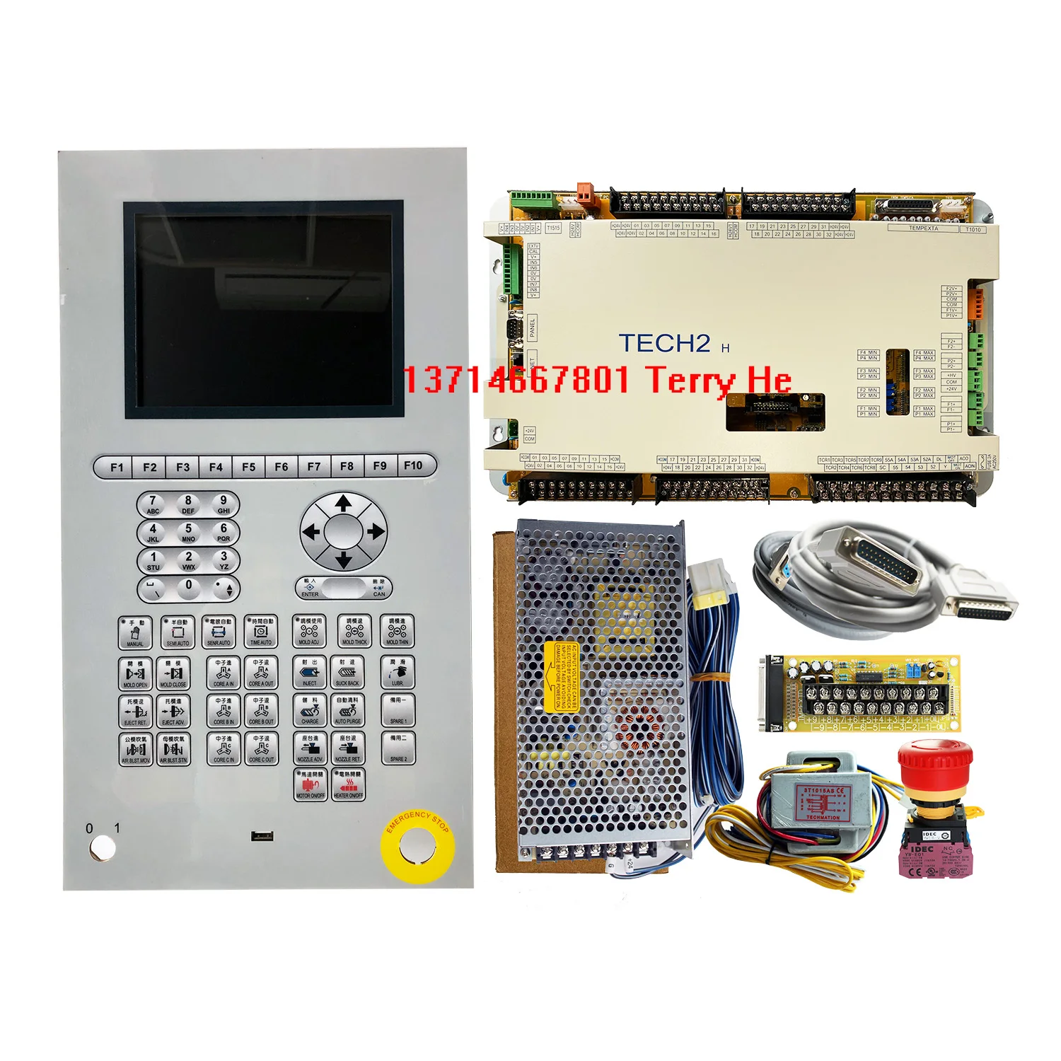 

New& original TECHMATION TECH2 TECH2H TECH2S + HMI-Q8 panel full set control system/ PLC for molding machine