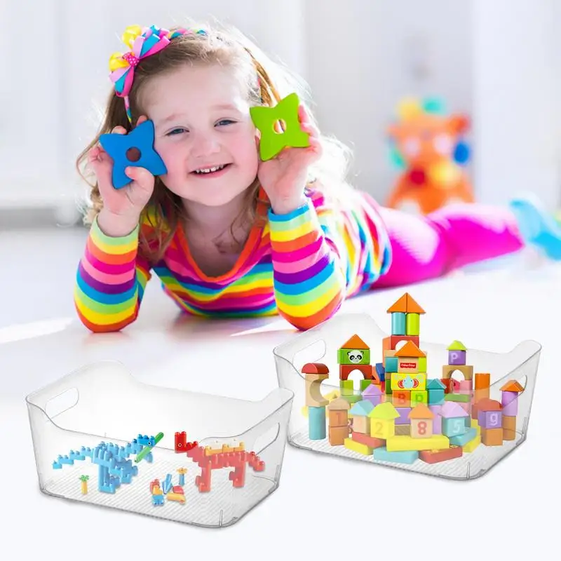 

Portable Compartment Grids Box Deep Multifunctional Clear Bins With Handle For Desk Pantry Freezer Refrigerator For Home Use