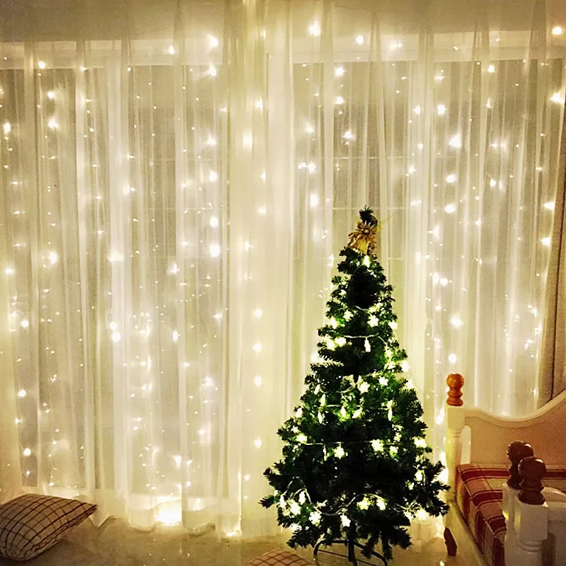 

Christmas Lights Icicle Waterfall Garland Fairy String Curtain Lights Outdoor Party Christmas Decorations for Home Garland