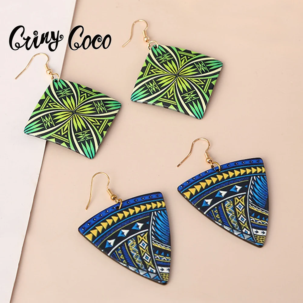 

Cring Coco New Design Samoan Jewelry French Polynesia Acrylic Drop Earrings Hawaiian Dangle Accessory Earring for Women Party